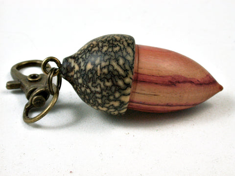 LV-2701 Tulipwood & Betelnut Acorn Charm, Secret Compartment, Pill Fob-SCREW CAP