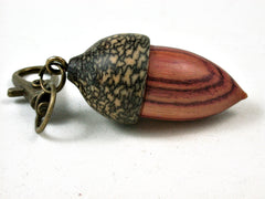 LV-2701 Tulipwood & Betelnut Acorn Charm, Secret Compartment, Pill Fob-SCREW CAP