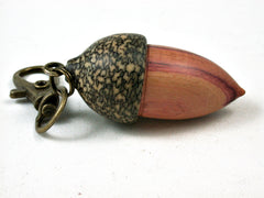 LV-2701 Tulipwood & Betelnut Acorn Charm, Secret Compartment, Pill Fob-SCREW CAP