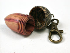 LV-2701 Tulipwood & Betelnut Acorn Charm, Secret Compartment, Pill Fob-SCREW CAP