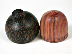LV-2730 Tulipwood & Black Palm Acorn Jewelry, Ring Box, Pill Box-SCREW CAP