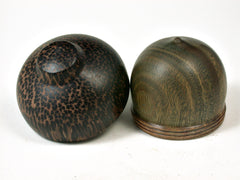 LV-2731 Verawood & Black Palm Acorn Jewelry, Ring Box, Pill Box-SCREW CAP