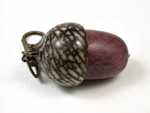 LV-2769  Purpleheart & Betelnut Acorn Pendant Box, Secret Compartment-SCREW CAP