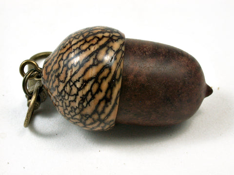 LV-2780  Manzanita Burl & Betelnut Acorn Pendant Box, Pill Fob-SCREW CAP