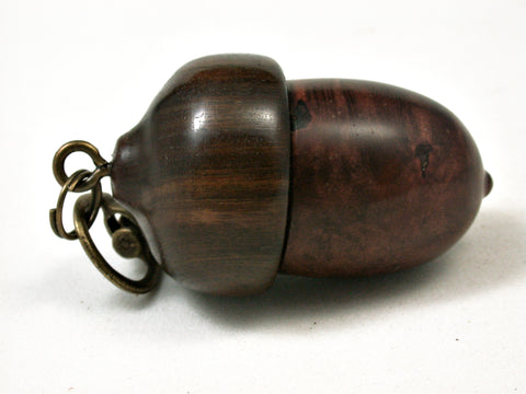 LV-2781 Manzanita Burl & Lignum Vitae  Acorn  Pendant Box, Pill  Fob, Charm-SCREW CAP