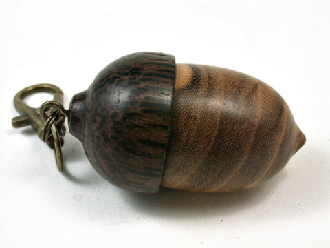 LV-2784  Chinese Pistachio & Black Palm Acorn Pendant Box, Pill Fob-SCREW CAP