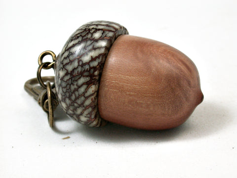 LV-2809  Manzanita Burl & Betel Nut Acorn  Pendant Box, Pill  Fob, Charm-SCREW CAP