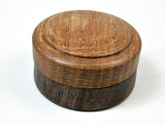 LV-2845  Burr Oak & Black Walnut  Flat Pill Box, Ring Holder, Jewelry Box-SCREW CAP