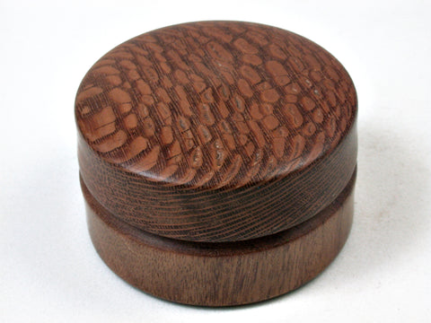 LV-2848  Leopardwood & Mopane  Flat Pill Box, Ring Holder, Jewelry Box-SCREW CAP
