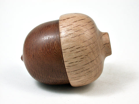 LV-2861  Leopardwood & Scarlet Oak Acorn Jewelry, Ring Box, Pill Box-SCREW CAP