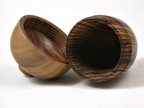 LV-2868  Bocote & Verawood  Acorn Jewelry, Ring Box, Pill Box-SCREW CAP