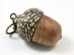 LV-3014  Olive Burl & Betelnut Acorn Box, Pill Holder, Secret Compartment Pendant-SCREW CAP