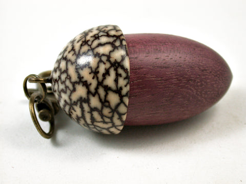 LV-3078  Purpleheart & Betelnut  Acorn Box, Pill Holder, Compartment Pendant-SCREW CAP