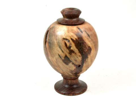 LV-3187 Ponderosa Pine Burl & Chechen Threaded Vessel, Footed Urn-SCREW CAP