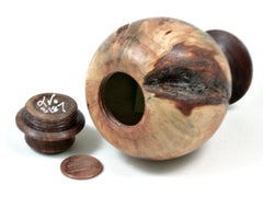 LV-3187 Ponderosa Pine Burl & Chechen Threaded Vessel, Footed Urn-SCREW CAP