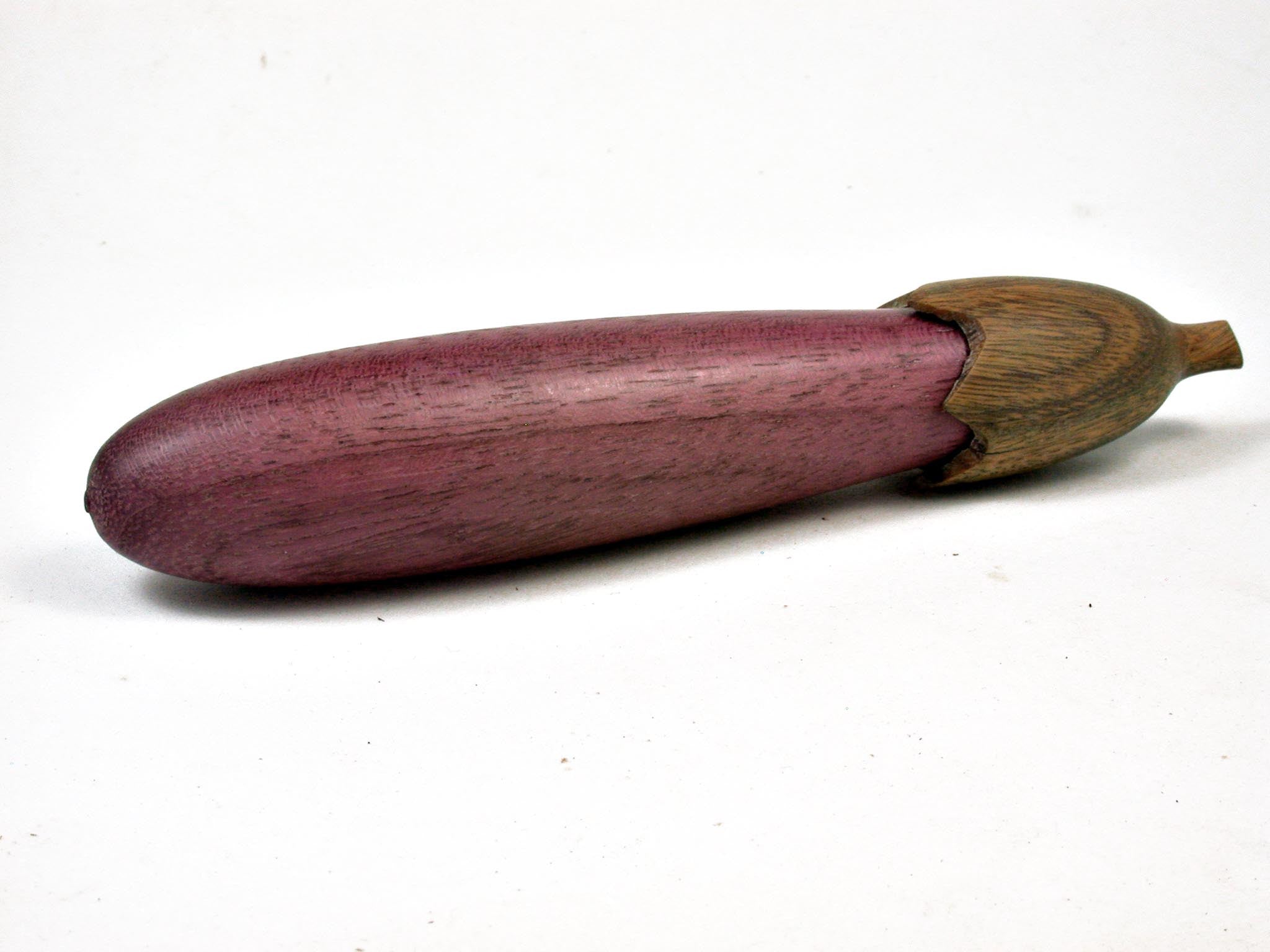 LV-3313  Purpleheart & Verawood Eggplant Pill Box, Needle Case, Toothpick Holder-SCREW CAP