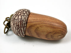 LV-3475  Almond Wood & Betel Nut Acorn Pendant Box, Keychain, Pill Fob-SCREW CAP