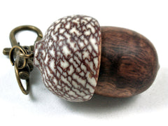 LV-3485  Curly Koa & Betelnut Acorn Pendant Box, Charm, Keychain-SCREW CAP