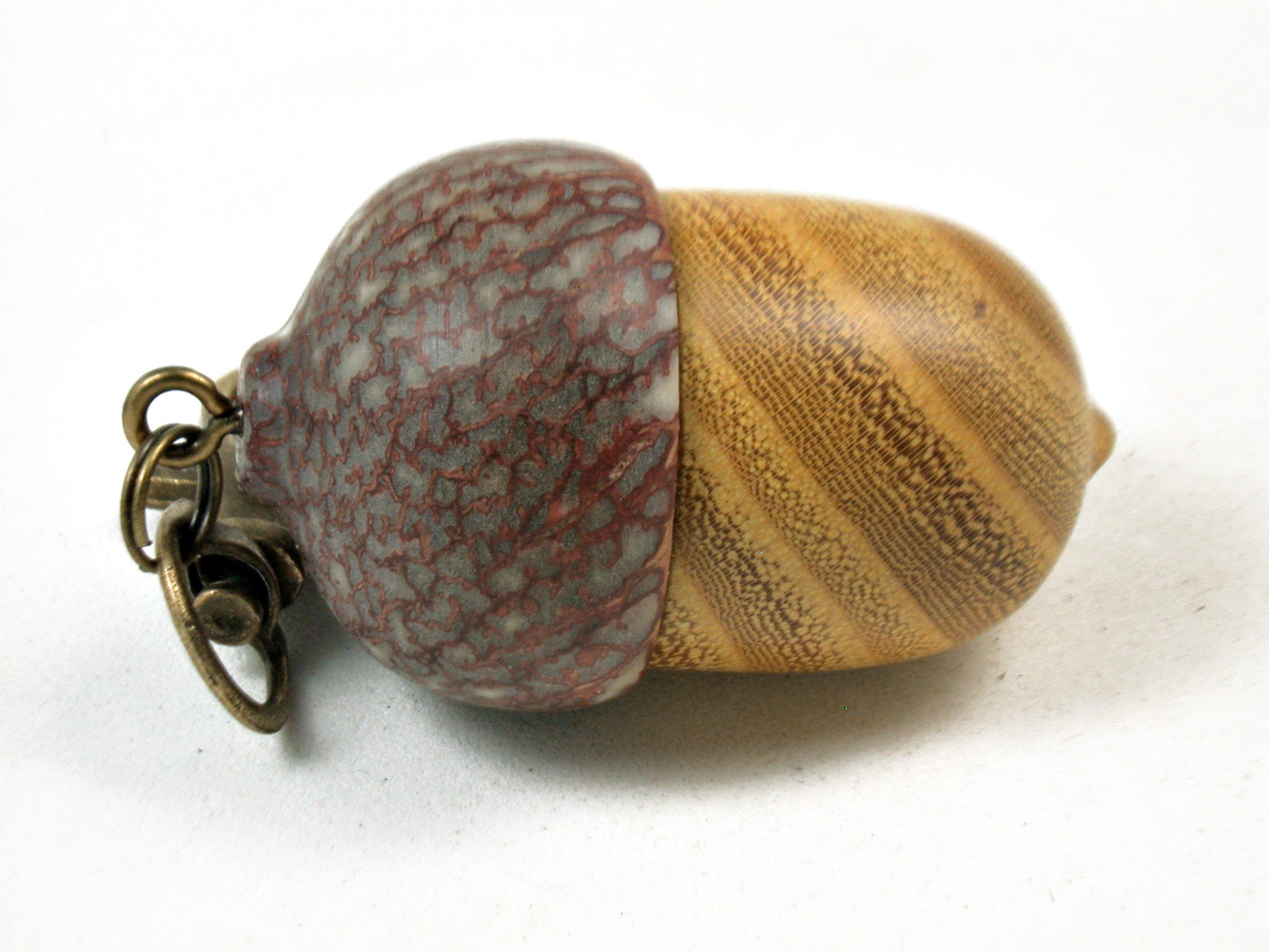 LV-3495  Osage Orange & Betel Nut Acorn Pendant Box, Keychain, Pill Fob-SCREW CAP