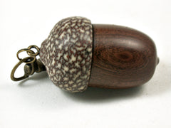 LV-3498 Brown Ebony & Betelnut Acorn Jewelry, Ring Box, Pill Box, Trinket Box-SCREW CAP