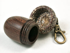 LV-3498 Brown Ebony & Betelnut Acorn Jewelry, Ring Box, Pill Box, Trinket Box-SCREW CAP