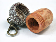 LV-3506 Box Elder Burl & Betel Nut Wooden Acorn Pendant, Charm, Pill Holder-SCREW CAP
