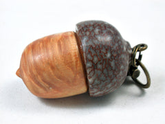 LV-3507 Box Elder Burl & Betel Nut Wooden Acorn Pendant, Charm, Pill Holder-SCREW CAP