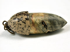 LV-3513  Buckeye Burl & Yolillo Palm Nut Acorn Pendant Box, Charm, Pill Holder-SCREW CAP