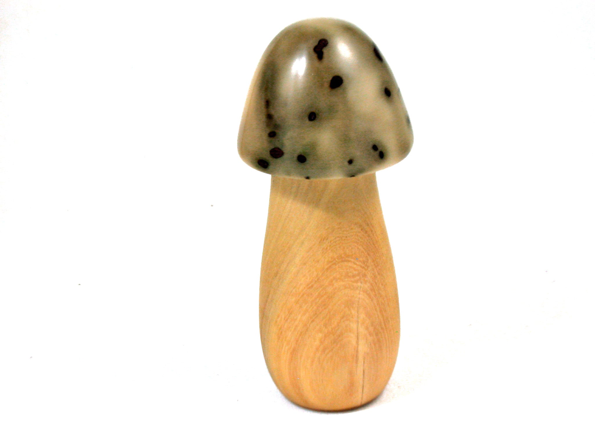 LV-3518 Lemon & Raphia Palm Nut Wooden Mushroom Needlecase, Pill Box, Jewelry Box-THREADED