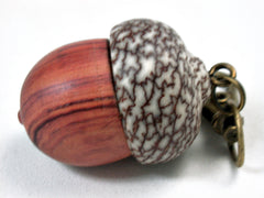 LV-3521 Tulipwood & Betelnut Acorn Pendant Box, Charm, Pill Holder-SCREW CAP