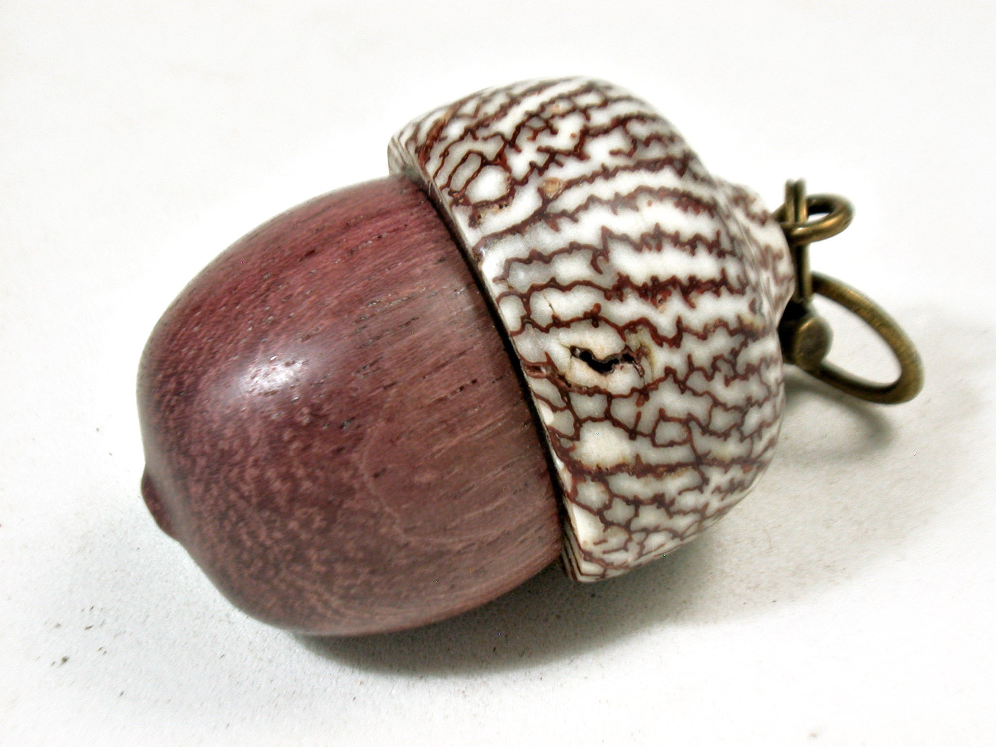 LV-3522  Acorn Pendant Box, Cremation Jewelry from Purpleheart & Betel Nut-SCREW CAP