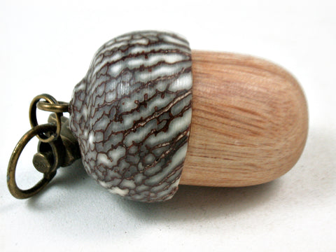 LV-3526  Perfume Wood & Betel Nut  Acorn Box, Pill Holder, Compartment Pendant-SCREW CAP