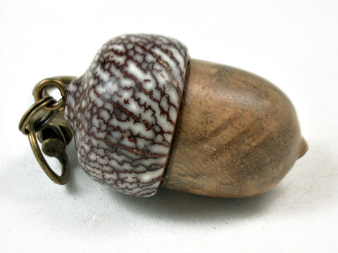 LV-3527  Pollyanna Burl & Betel Nut Acorn Pendant Box, Charm, Pill Holder-SCREW CAP