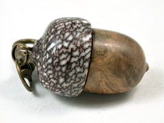 LV-3527  Pollyanna Burl & Betel Nut Acorn Pendant Box, Charm, Pill Holder-SCREW CAP