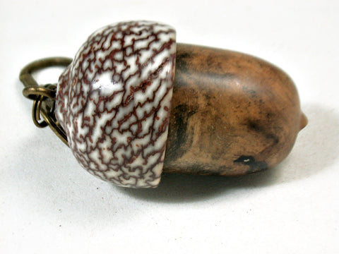 LV-3528  Pollyanna Burl & Betel Nut Acorn Pendant Box, Charm, Pill Holder-SCREW CAP