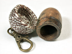 LV-3528  Pollyanna Burl & Betel Nut Acorn Pendant Box, Charm, Pill Holder-SCREW CAP