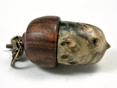 LV-3529  Buckeye Burl & Ironwood Acorn Pendant Box, Charm, Pill Holder-SCREW CAP