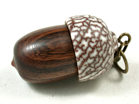 LV-3530  Desert Ironwood & Betelnut Acorn Pendant Box, Charm, Pill Holder-SCREW CAP