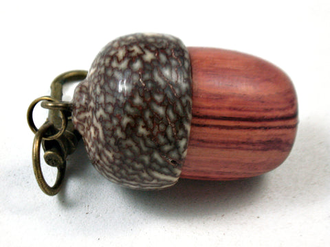 LV-3535 Tulipwood & Betelnut Acorn Pendant Box, Charm, Pill Holder-SCREW CAP