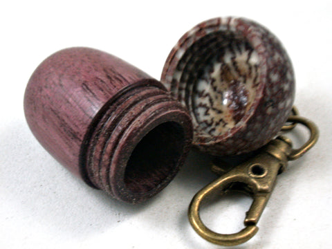 LV-3536  Purpleheart & Betelnut  Acorn Box, Pill Holder, Compartment Pendant-SCREW CAP