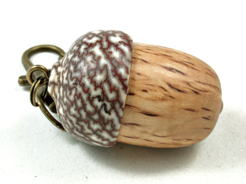 LV-3550  Masur Birch & Betelnut Acorn Box, Pill Holder, Secret Compartment Pendant-SCREW CAP