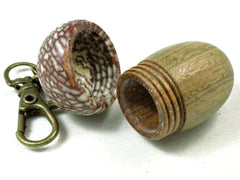 LV-3559  Verawood & Betelnut Acorn Pendant Box, Bag Charm, Keychain-SCREW CAP