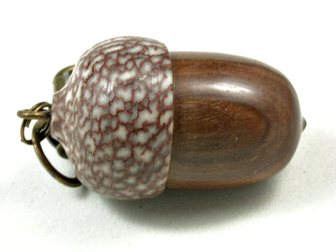 LV-3567  True Lignum Vitae & Betelnut Acorn Box, Pill Holder, Compartment Pendant-SCREW CAP