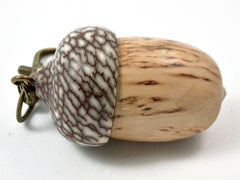 LV-3571  Masur Birch & Betelnut Acorn Box, Pill Holder, Secret Compartment Pendant-SCREW CAP