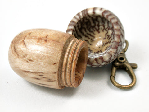 LV-3571  Masur Birch & Betelnut Acorn Box, Pill Holder, Secret Compartment Pendant-SCREW CAP