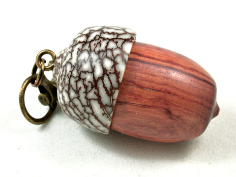 LV-3576 Tulipwood & Betelnut Acorn Pendant Box, Charm, Pill Holder-SCREW CAP