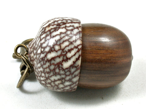 LV-3579  True Lignum Vitae & Betelnut Acorn Box, Pill Holder, Compartment Pendant-SCREW CAP