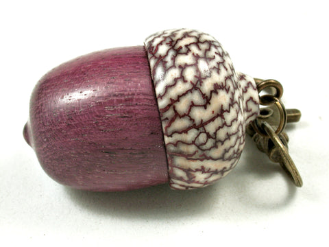 LV-3581  Purpleheart & Betelnut  Acorn Box, Pill Holder, Compartment Pendant-SCREW CAP