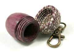 LV-3581  Purpleheart & Betelnut  Acorn Box, Pill Holder, Compartment Pendant-SCREW CAP