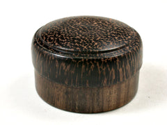 LV-3586  Black Chacate & Black Palm Flat Pill Box, Ring Holder, Jewelry Box-SCREW CAP